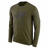 Men's Miami Dolphins Nike Salute to Service Sideline Legend Performance Long Sleeve T-Shirt Olive,baseball caps,new era cap wholesale,wholesale hats